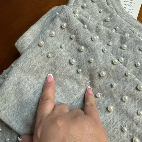 Eloquii Women's Pearl Embellished Heather Gray Sweatshirt NWT Size 22/24 - Picture 10 of 10